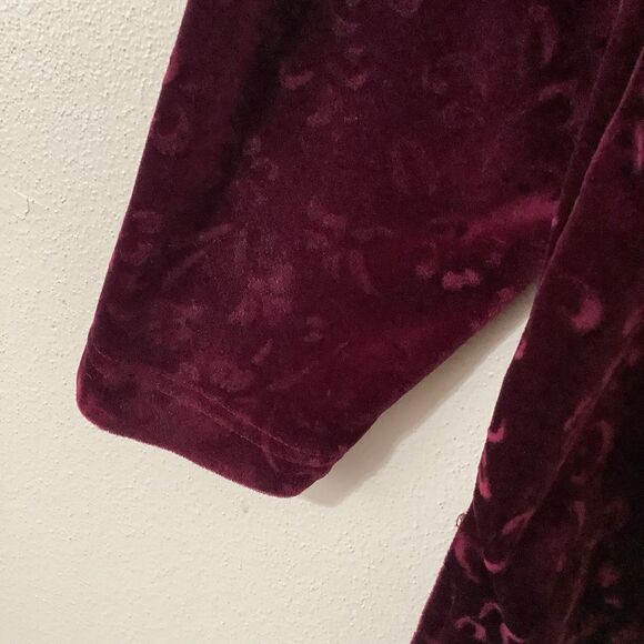 Vintage 90s Floral Velvet Burgundy Whimsigoth Witch Dark Feminine Long Sleeve 2X - Picture 6 of 7